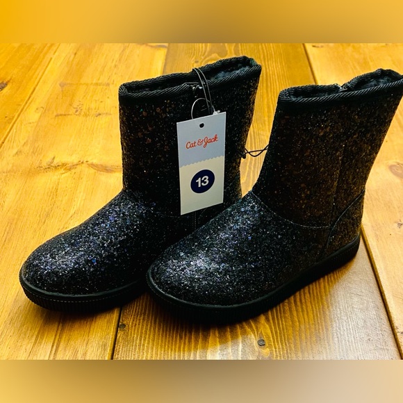 Cat & Jack Kids Glitter Boots - Black - Picture 2 of 6